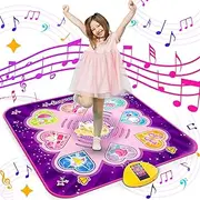 Dance Mat Toys for 3 4 5 6 7 8+ Girls, Game Toy for Kids Girls with 7 Game Modes, Musical Dancing Pad with LED Lights, Adjustable Volume, Built-in Music, Birthday Toys for Girls