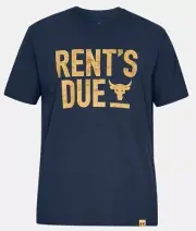 PROJECT ROCK UA T-SHIRT RENT'S DUE UNDER ARMOUR TEE DWAYNE JOHNSON SHIRT A4