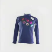 Women's Blue Hand Embroidered Mexican Turtle Neck Shirt Sweater Top - Size Small