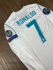 Real Madrid 2017-18 Final Home Ronaldo 7 UCL Player Version Long Sleeve Jersey