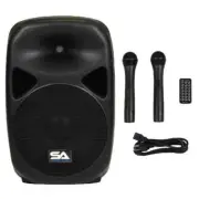 Powered 12 Inch PA Speaker - Rechargeable with 2 Mics, Remote and Bluetooth
