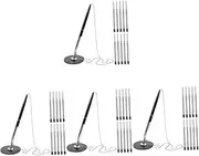 NAMOARLY 4 Sets Metal Desktop Writing Pen Hotel Office Business Signature Pen with Chain Decorative Stylus for Long Use