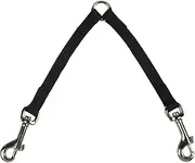 Nylon 2-Way Small Dog Coupler with Nickel-Plated Swivel Clip，Pet Dual Head Towing Strap with (Black, 45 * 2.0CM)