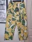 Kip and Co Women's Pants Size 8 Bananorama Cotton High Waist Wide Pant RRP $189