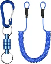 Oimzzr Tool Lanyard Bungee Cords with Carabiner Clips Magnetic Net Release for Fly Fishing with Quick Release Carabiner and Stretchable Spring Cord