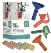 Easy Wrap Coin Stacking Tubes with 40 Paper Coins Wrappers, Assorted Colors