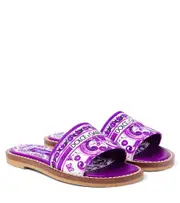 [Dolce & Gabbana Kids] Dolce & Gabbana Kids Majolica canvas slides UK 2 purple