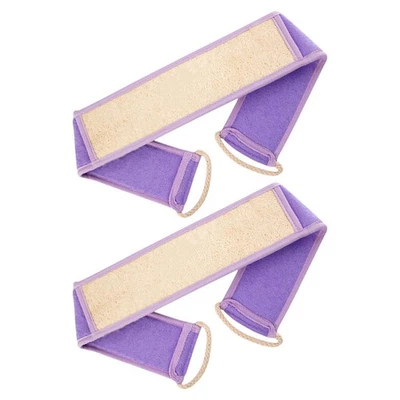 2 Pcs Stretchable Violet Loofah Back Washcloths For Shower Exfoliating Clean