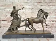 Awesome large Bronze Roman gladiator with chariot & horses by Hans Muller L@@K