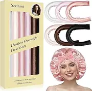 Satin Heatless Curling Rod Set for Overnight Curls – 6pcs No-Heat Hair Rollers for Sleeping, Gentle Waves & Voluminous Curls
