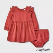 Grayson Collective Baby Girls' Solid 2pc Top & Bottom Set Newborn