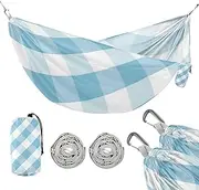 Blue and Whitwill 330lb Capacity Camping Hammocks with Tree Straps Cloth Hammock for Patio Backyard Lounge Base hamaca con soporte para adultos