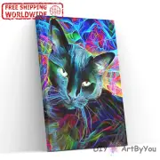 Paint By Numbers Kit Cat Animal Abstract Painting DIY Home Framed Brush Canvas