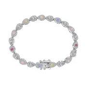 ANYCO Bracelet Multicolored Pear Fruit Shape Rainbow Stones S925 Silver Fine Jewelry Colorful Zircons Tennis Bracelets For Women
