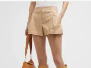 Alice & Olivia Steffie Vegan Leather Paperbag Shorts,NWT,sz.6 orig$275 New Arriv