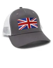 British United Kingdom UK England Trucker Baseball Snapback Cap (Grey/White)