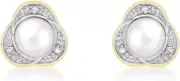 9ct Yellow Gold .06ct Diamond and White Freshwater Pearl Stud Earrings