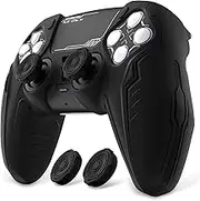 PlayVital Silicone Grip Skin for ps5 Controller - Anti-Slip|Premium Silicone Material|Perfect Fit|Futuristic CyberMech Design|Compatible with ps5 Official Charging Dock - Black