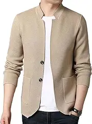 [Generic] Mens Notch Collar Cardigans Sweaters Classic Casual Knit Textured Sweater Slim Fit Knitted Cardigan
