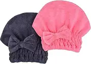 MAYOUTH Microfiber Hair Drying Caps Hats Extrame Soft & Ultra Absorbent Fast Drying Hair Wrap Towels Quick Drying Towel Hat for Women and Girls (Darkgrey+Rose Red)
