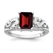 14k White Gold 8x6mm Emerald Cut Garnet ring