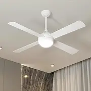 Vevare 52 Inch Ceiling Fan with Light and Remote Control 4 Blades Fan with AC Motor, Timer and 3 Fan Speeds for Home Indoor Living Room White