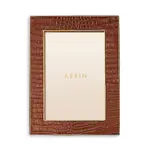 Aerin Classic Croc Leather Frame, Chestnut, 5 x 7