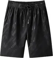 [Aosufei] Men's Stretchy Drawstring Soprts Shorts Quick Dry Breathable Beach Shorts Casual Loose Summer Athletic Shorts