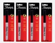 4 ~ Sharpie FINE TIP Black PERMANENT MARKER 1pk Thin Line Water Resistant 30101