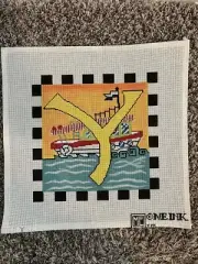 Hand Painted Needlepoint Canvas Mary Engelbreit Monogram “Y” Letter Initial