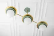 3-Light Glass Globe Modern Mid-Century Chandelier Pendant Brass Light Fixture