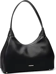 [molshine] Genuine Leather Crescent Handbag, Hobo Shoulder Bag, Armpit Bag, Party Clutch Purse for Women Lady Model