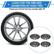4 Pcs R15/15" Universal Car Wheel Rim Hub Cover Wheel Hub Caps Black