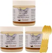 The Keys Salt Scrub Premium Exfoliating Sea Salt Body Skin Scrubs - Made with Pure Florida Sea Salt (Coconut, Travel Size 3 Pack 3.4 oz)