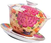 OFFSCH Healthy Ceramic Tea Cup Enamel Covered Bowl Lid for Kung Fu Tea Ceremony