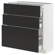 METOD / MAXIMERA base cabinet with 3 drawers, white/Nickebo matt anthracite, 80x37x80 cm