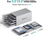4 Bay RAID Hard Drive Enclosure Type C USB 3.0 Aluminum For 2.5" 3.5" SATA HDD