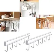 Aeixlum-2pcs Mug Holder,Coffee Cup Holder for Kitchen,Kitchen Utensil Storage Hook,Fit for 1 Inch Thickness Shelf or Less. (White)