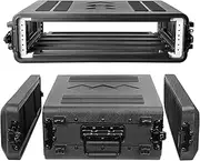 Diandian 2U Rack Case Shallow 17" Depth, 19" Rackmount Flight Case, Watertight Dust-Proof, Shock Mount for Amplifier, Pro Audio, DJ Mixer, Effects with Microphone Compartments