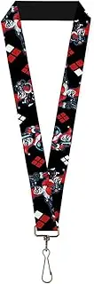 [Buckle-Down] Buckle Down Lanyard-1.0"-Harley Quinn Shooting Poses/Diamonds Black/