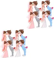 Yardwe 2sets Figurines Adorable Couples Statue for Wedding Valentine's Day 2pairs*2