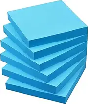 Khxriypha Sticky Notes 3x3 Self-Stick Notes Pads with 6 Bright Colors, Easy to Post for Office, Shool, Home,Restaurant,6 Pads/Pack, 50 Sheets/Pad-Blue