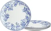 [fanquare] 8" Floral Bone China Dessert Plates, Blue and White Porcelain Salad Serving Plate for Pasta, Vintage Plates Set of 4
