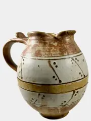 Studio Art Pottery Hand Thrown Clay Pitcher Jug Stoneware Signed One of a Kind