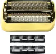 Replacement Foil and Cutters for BaBylissPRO Barberology Electric Shaver, Double Foil Shaver Replacement Head Compatible with BaBylissPRO FXFS2 Shaver (Gold)