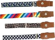 [BESTYASH] Boys and Girls Waist Belts 4pcs Elastic Imitation Leather Belts for Boys Girls Fashion Accessory