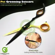 PET GROOMING SCISSORS FUR HAIRCUTTING DOG HAIR TRIMMING SHEARS BLACK/GOLD 7INCH