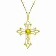 Citrine Birthstone Cross Pendant in 10K Yellow Gold