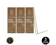 Lemon & Lime ECO PAPER STRAWS 20CM NATURAL 100PK IN PDQ