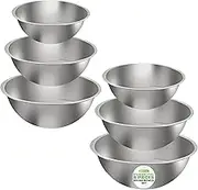 Nutrichef Stainless Steel Kitchen Mixing Bowls - 6 Piece Premium Space Saving Nesting Bowls Pour Perfect High-Grade Metal Serving Bowls Set - Food Prep/Serving/Marinating/Mixing - NCMB6PC (Set of 6)
